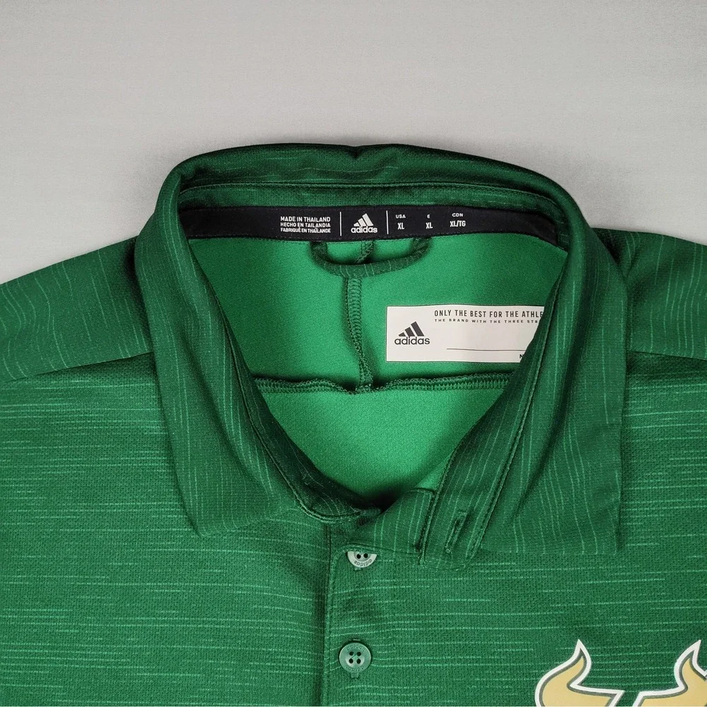 Adidas USF Bulls Polo Shirt Men's XL Green South Florida Golf Performance NCAA